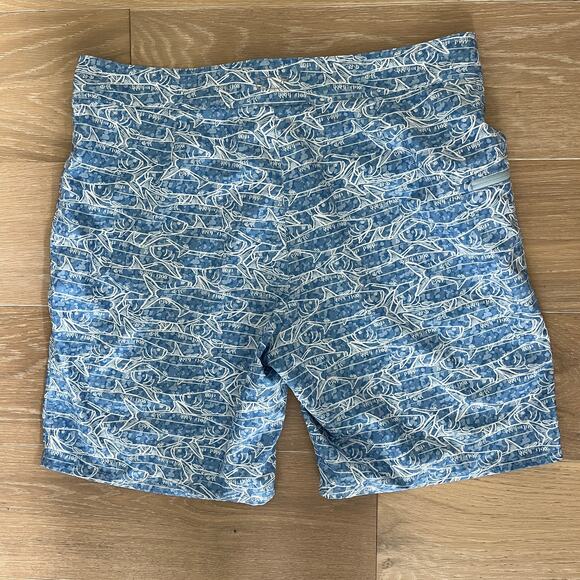 Vineyard Vines Men's School of Tarpon Board Shorts Blue White sz 35 - Picture 2 of 6